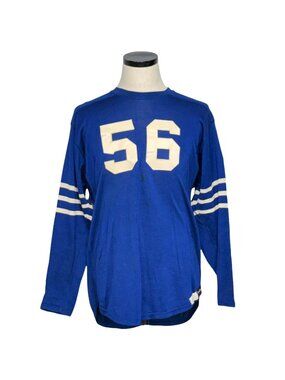 Vintage 1950s MacGregor All Star Game Jersey #56 Blue White Striped Long Sleeve